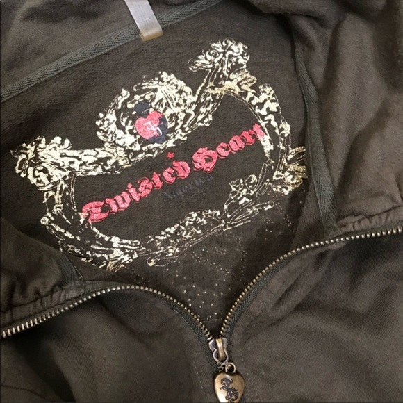 Twisted Heart Zipper Sweatshirt PEACE Size Medium - Picture 6 of 7